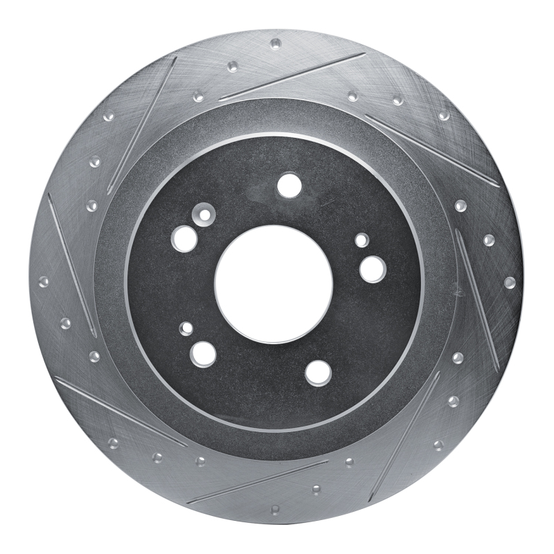 Acura TLX Brake Rotor (1) - Rear Left - R1 Concepts - Drilled & Slotted - Silver - `21-`25